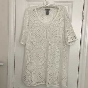 Catherines Women's White Lace Tunic